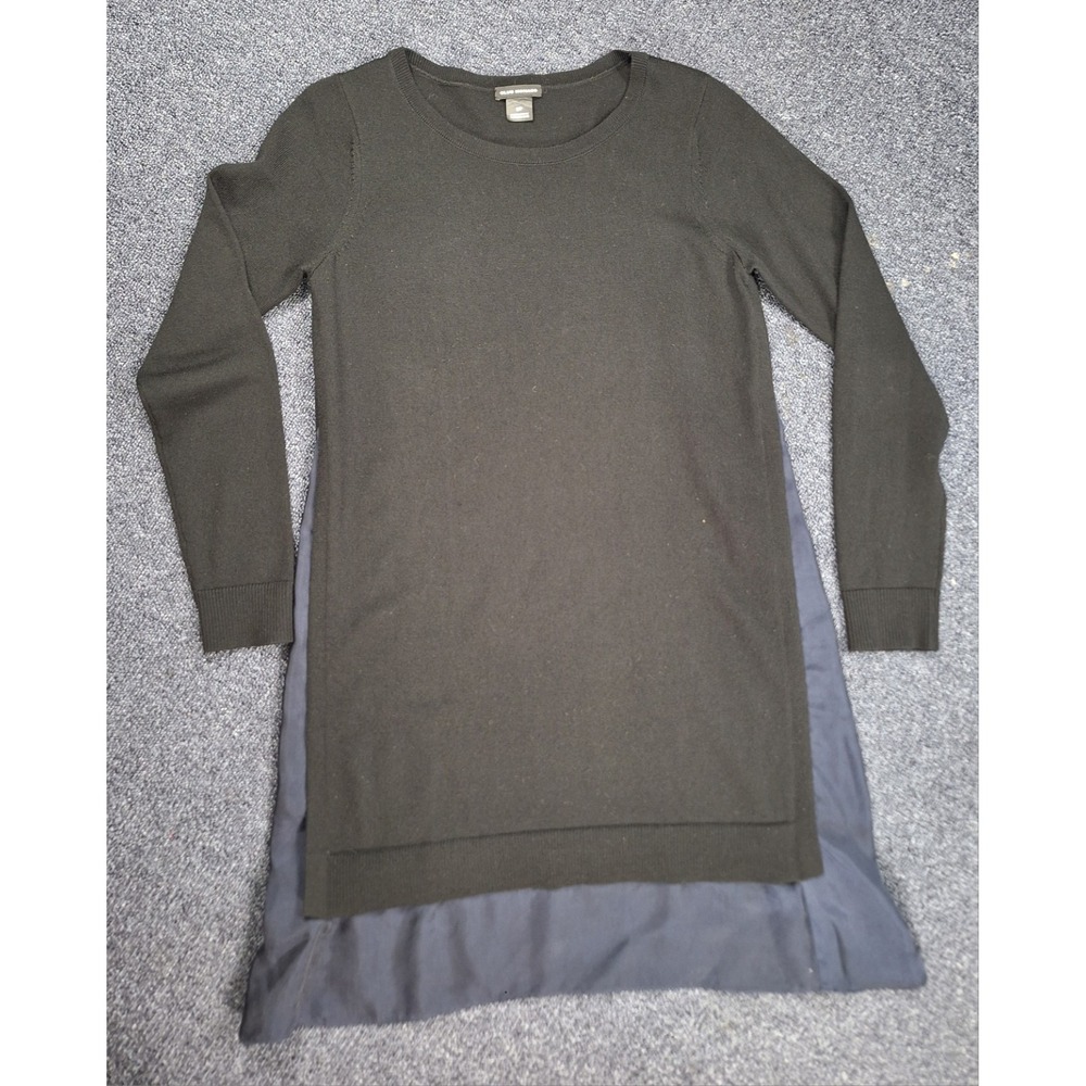 Club Monaco Tight Knit Wool Layered Sweater Dress Black Blue Size Small